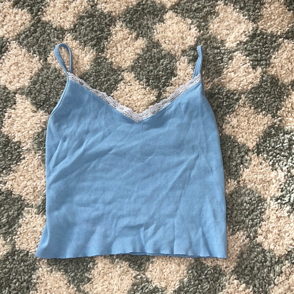 Brandy Melville Blue Lace Detail Tanktop (S)